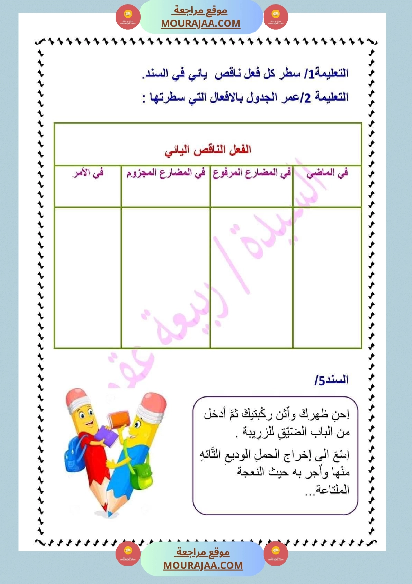 تصريف الناقص في الأمر سنة سادسة