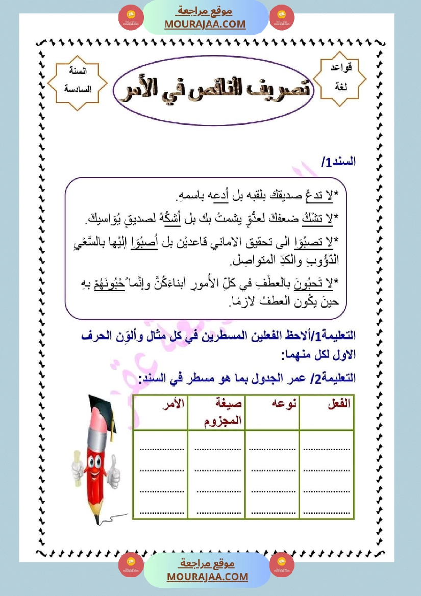 تصريف الناقص في الأمر سنة سادسة صفحة 7