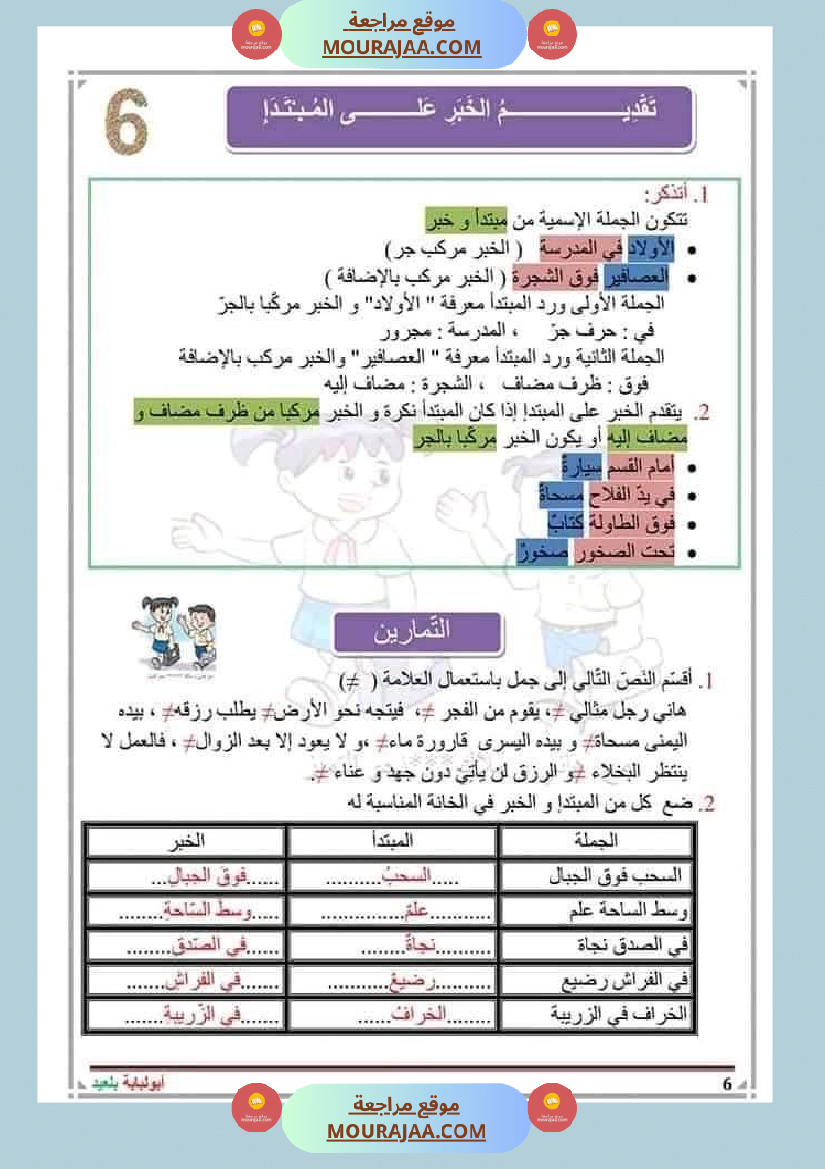 سنة سادسة قواعد اللغة مع الاصلاح (2)
