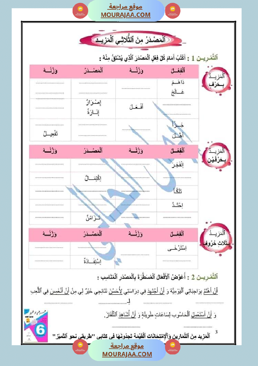 مراجعة رائعة في قواعد اللغة سنة سادسة