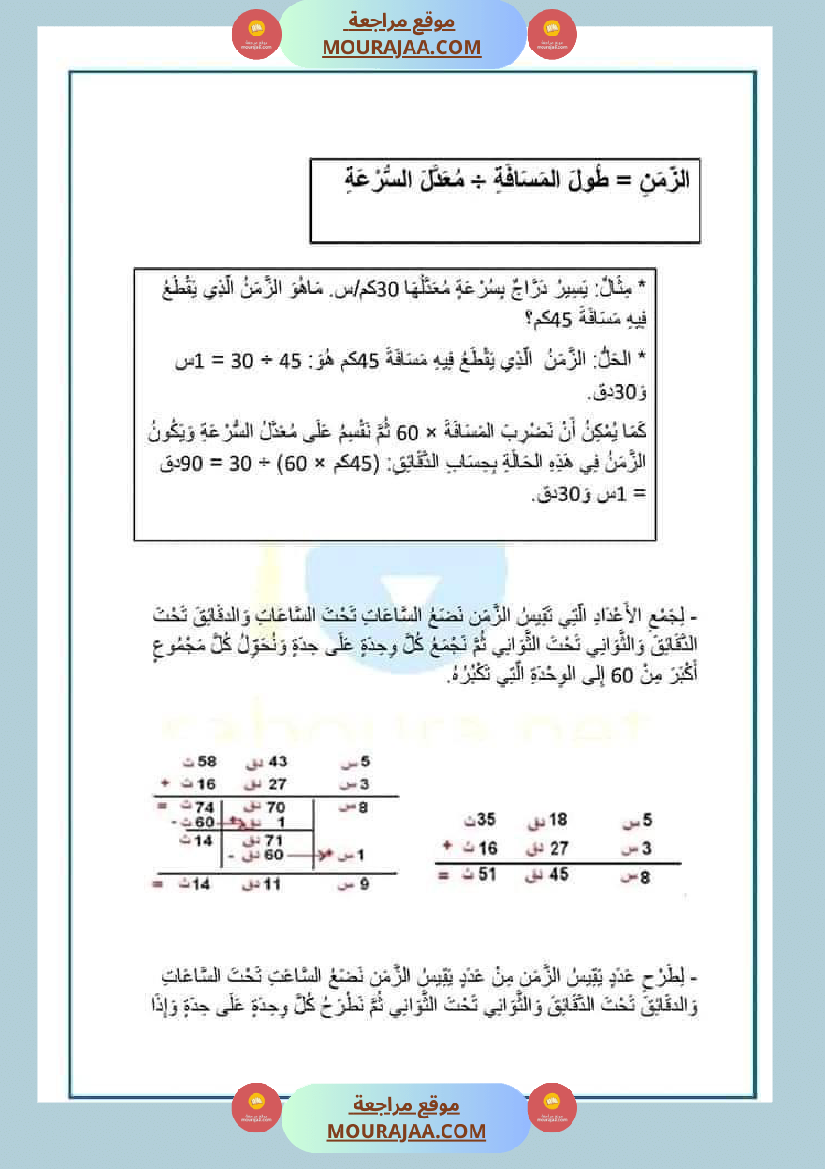 سنة سادسة ابتدائي ملخص دروس الرياضيات