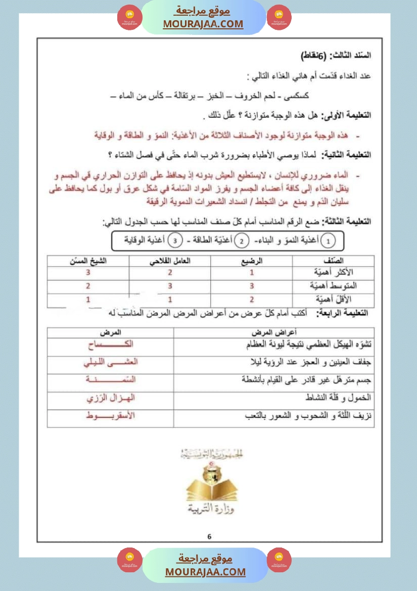 تقييم مكتسبات التلاميذ في نهاية الث لاثي الث اني في الإيقاظ العلمي مع الإصلاح صفحة 6
