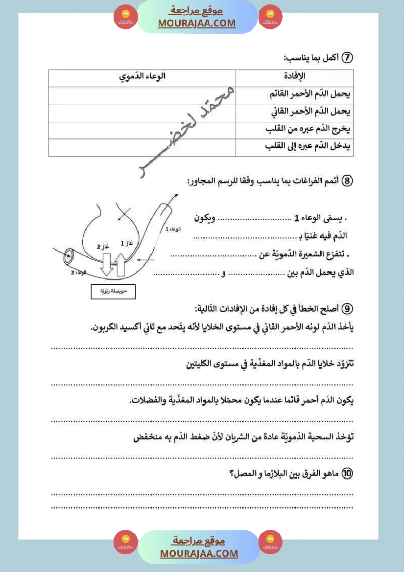 سنة سادسة ايقاظ علمي ثلاثي 2 مكونات الدم و وظيفة