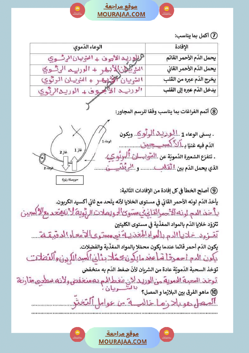سنة سادسة ايقاظ علمي ثلاثي 2 مكونات الدم و وظيفة