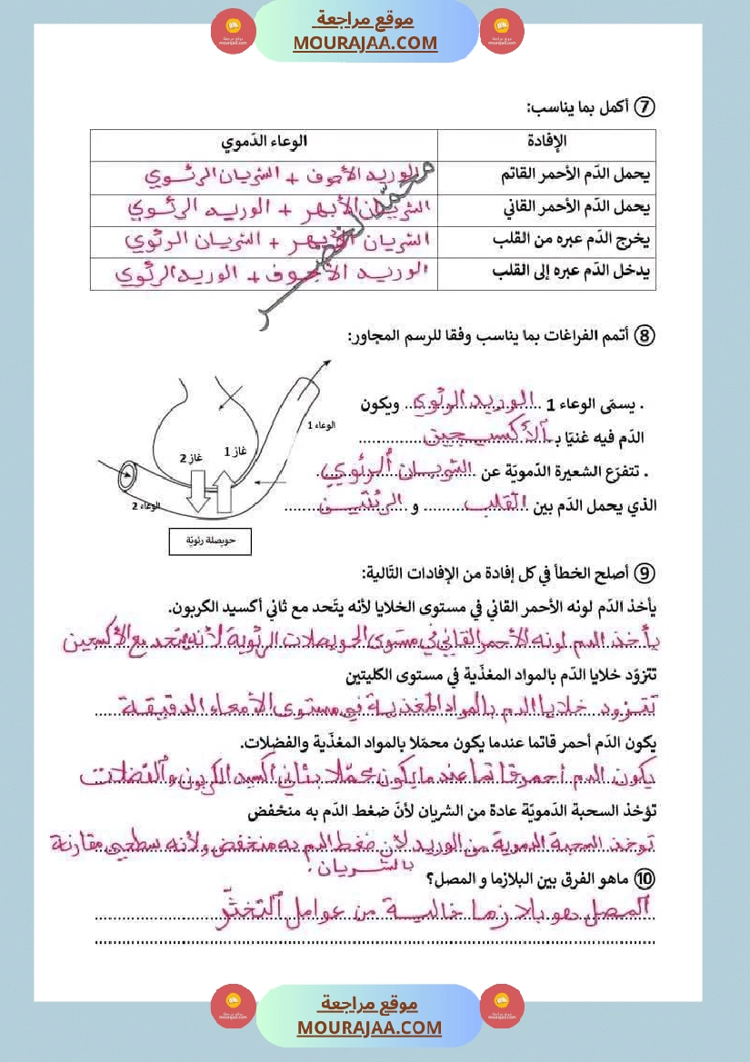 سنة سادسة ايقاظ علمي ثلاثي 2 مكونات الدم و وظيفة صفحة 5