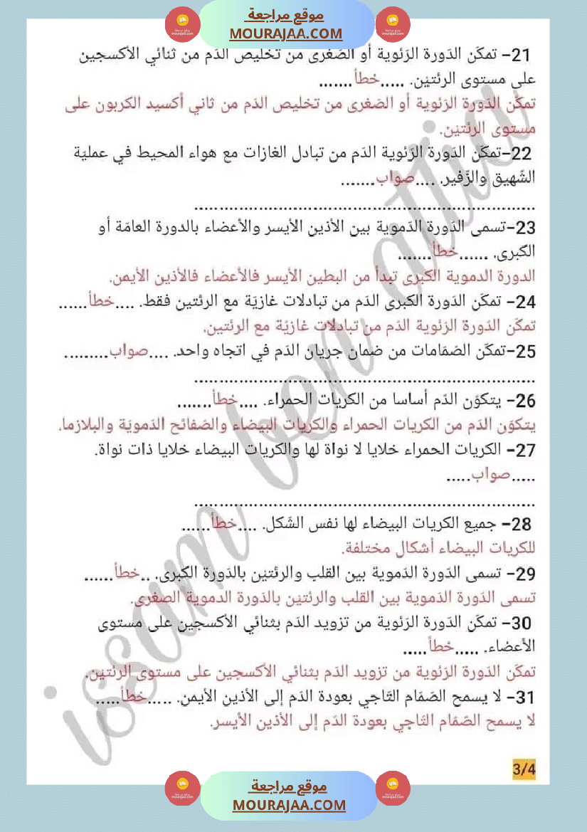 سنة سادسة ايقاظ علمي محور الدم مع الاصلاح