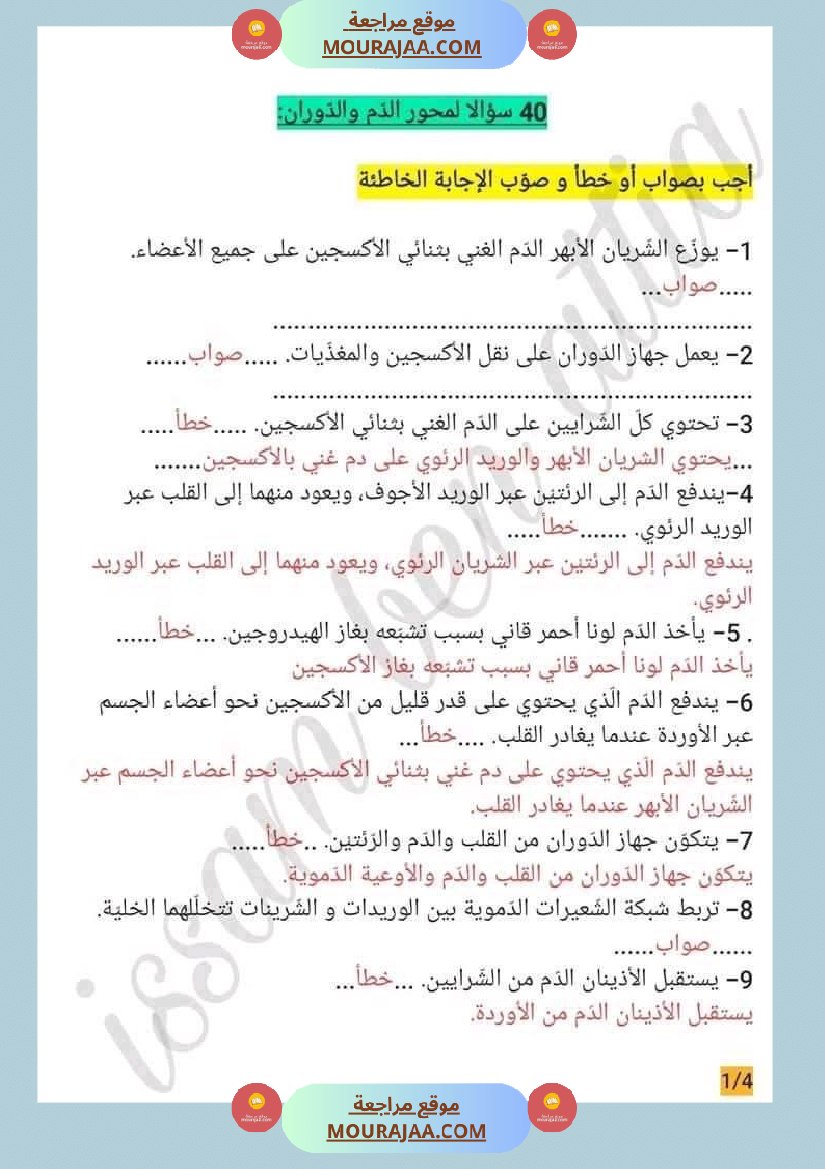 سنة سادسة ايقاظ علمي محور الدم و الدوران للافادة