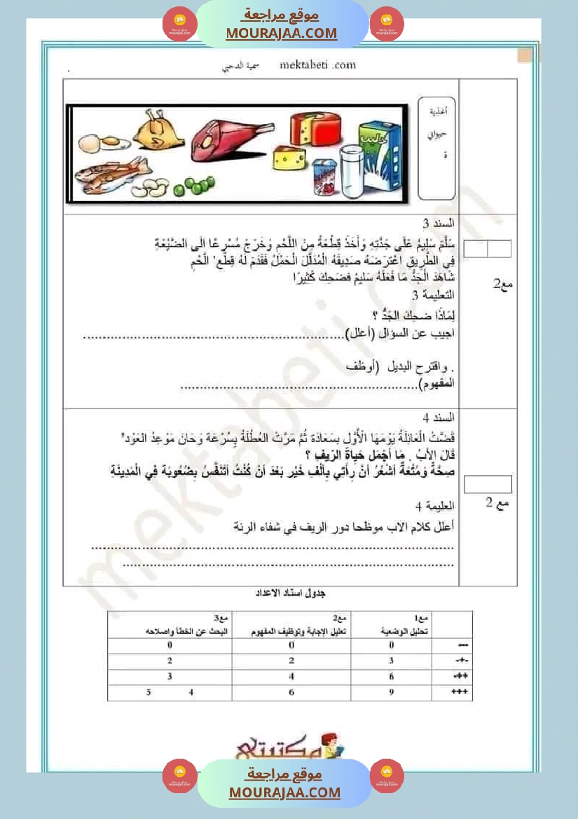امتحان سنة ثالثة ابتدائي ايقاظ علمي الثلاثي الثاني صفحة 4