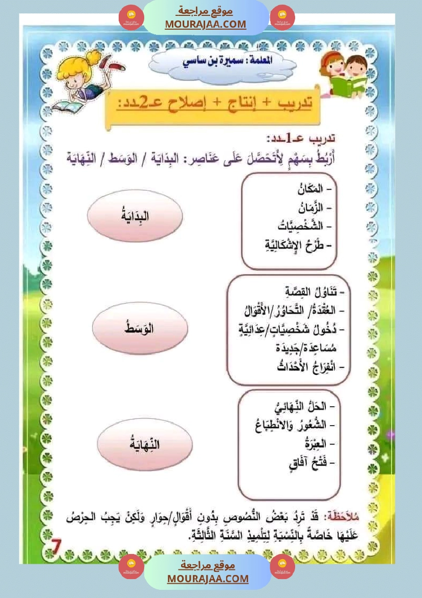 انتاج كتابي السنة الثالثة محور الصحة والرفاه الثلاثي الثاني صفحة 7