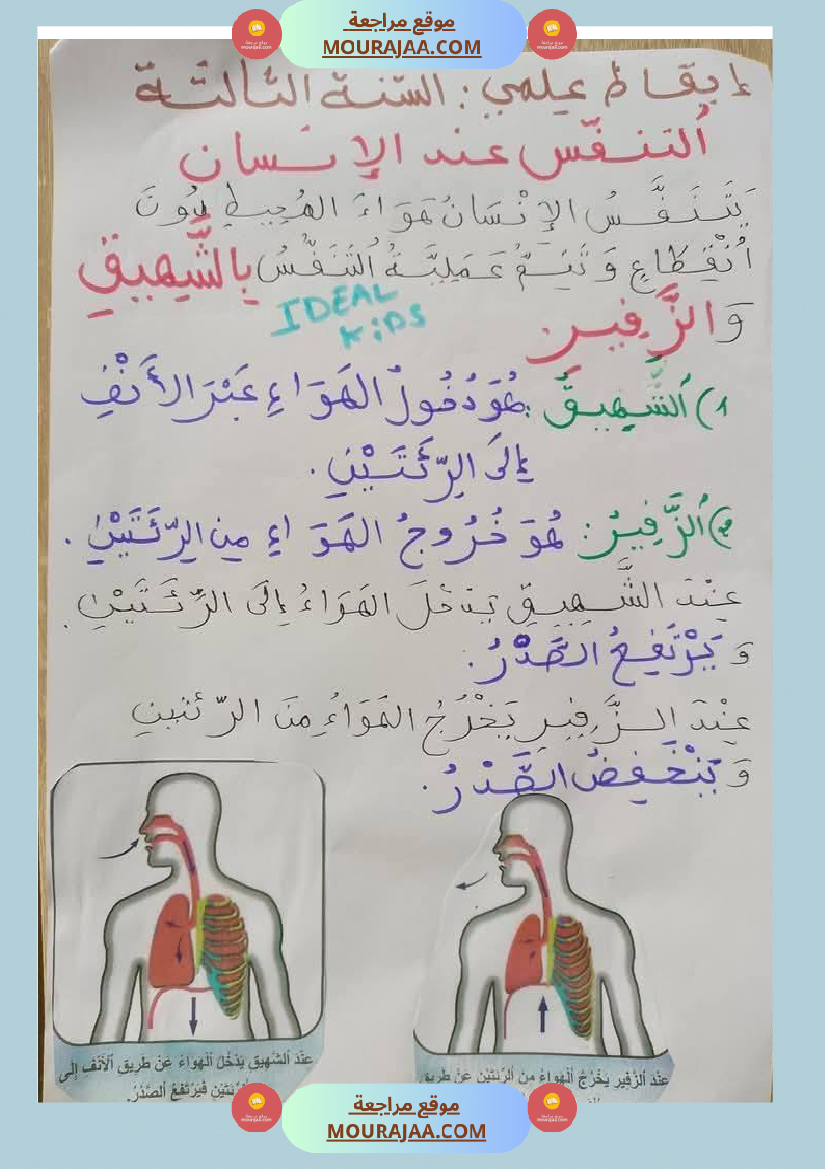 السنة الثالثة تلخيص دروس الإيقاظ إمتحانات الثلاثي الثاني