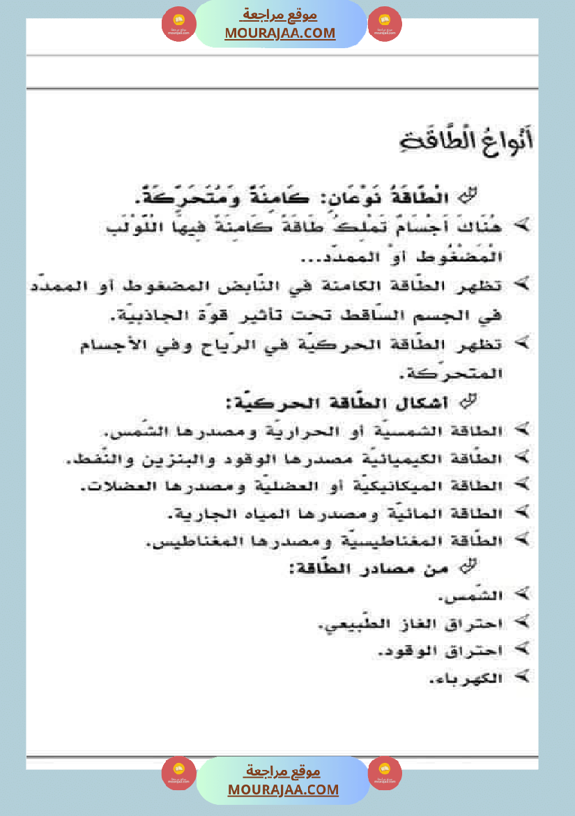 السنة الثالثة تلخيص دروس الإيقاظ إمتحانات الثلاثي الثاني