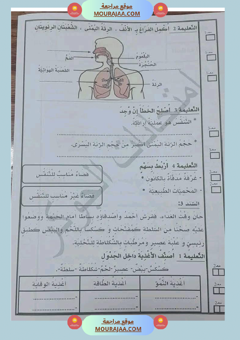السنة الثالثة تلخيص دروس الإيقاظ إمتحانات الثلاثي الثاني