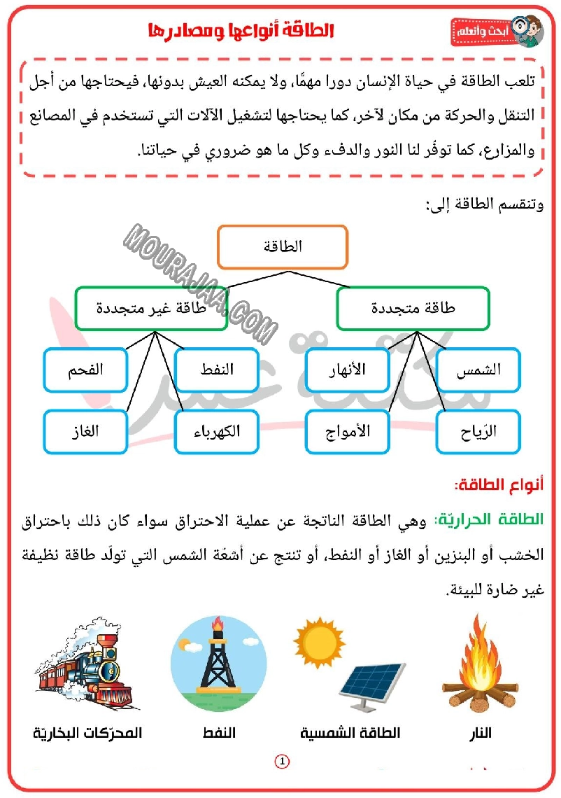 الطاقة انواعها و مصادرها 2022