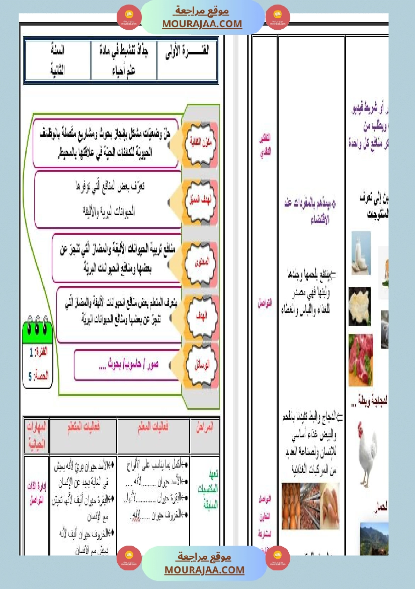 مذكرات مجال العلوم سنة الثانية