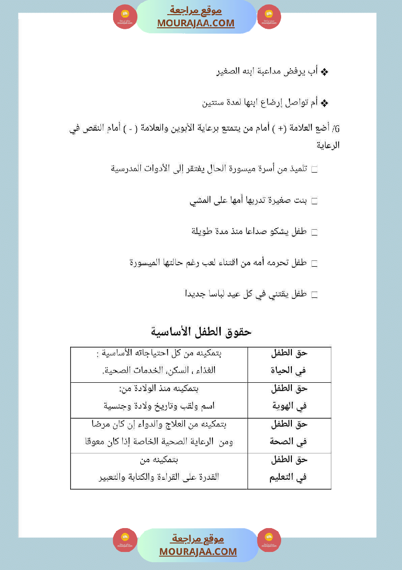 مذكرات التربية الإسلامية السنة السادسة
