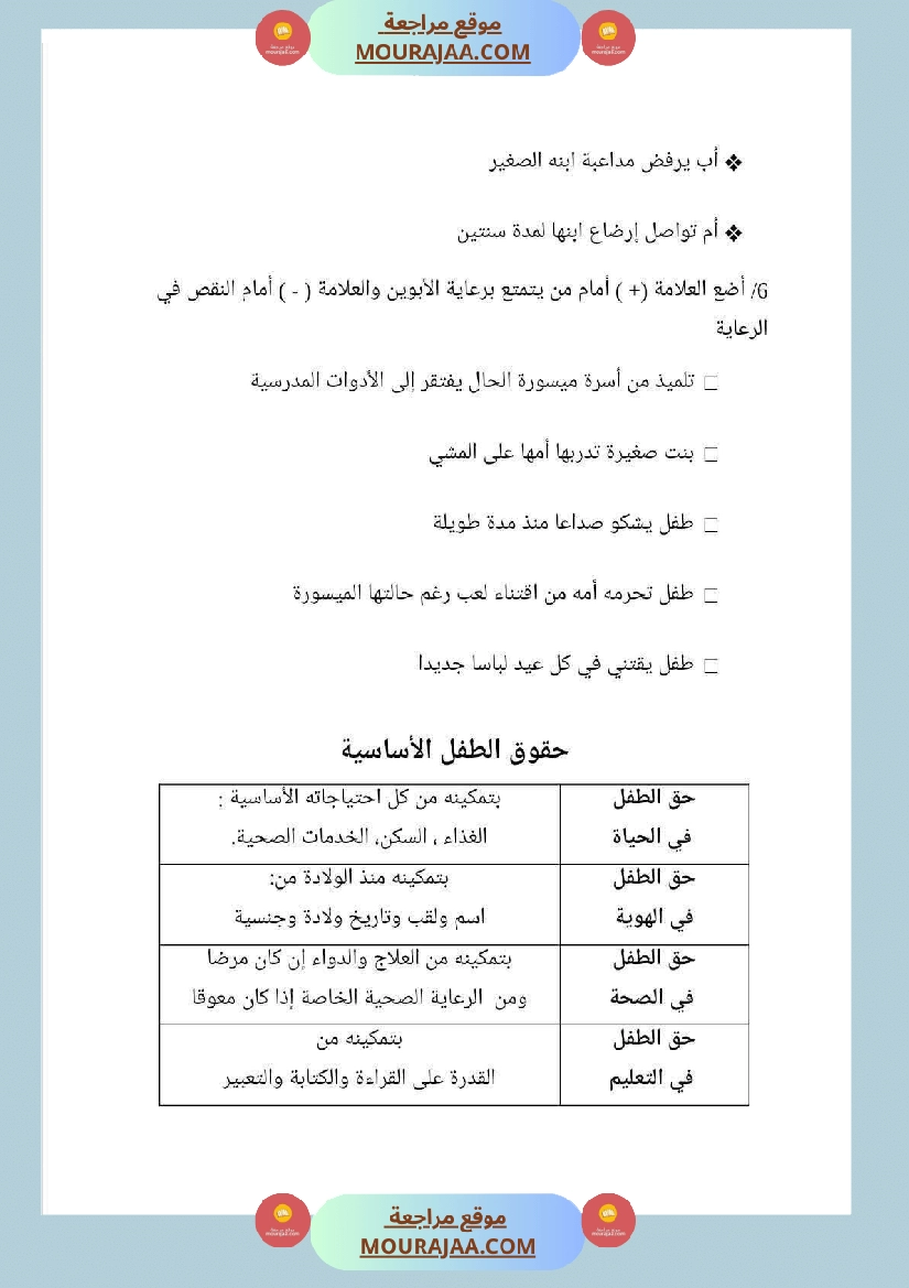 مذكرات التربية الإسلامية السنة السادسة