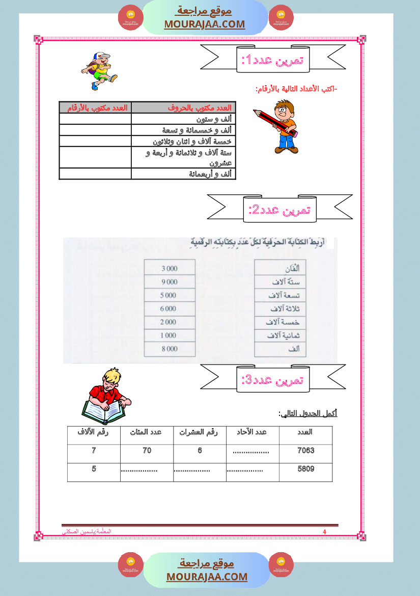 كراس تمارين سنة الثالثة رياضيات