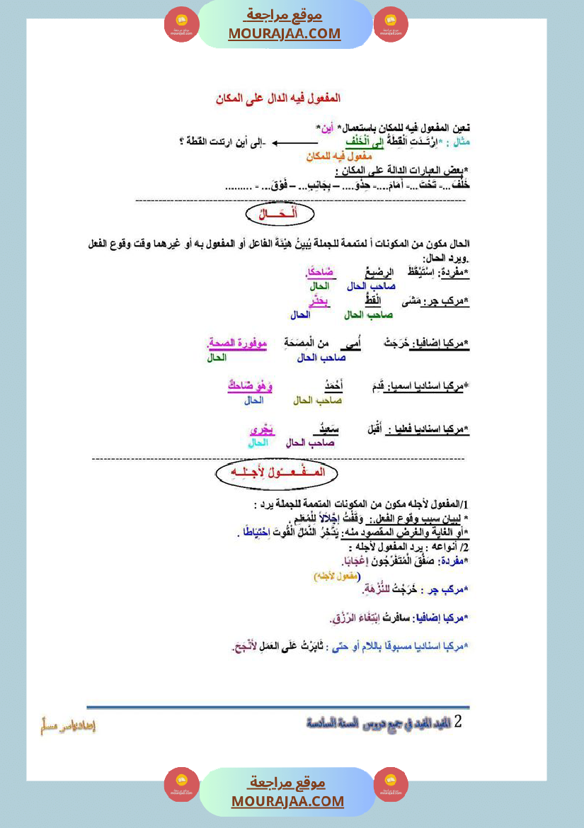 المفيد في جميع الدروس سنة السادسة