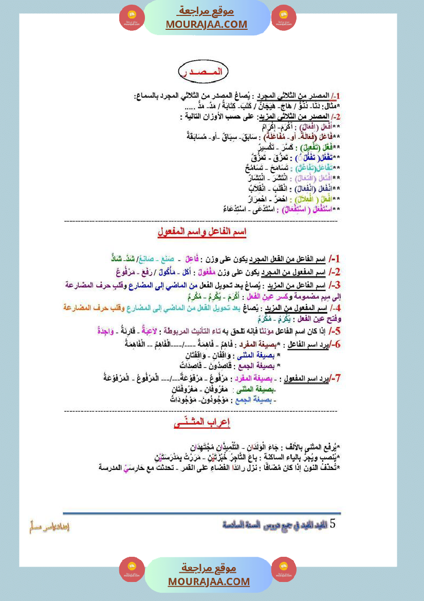 المفيد في جميع الدروس سنة السادسة