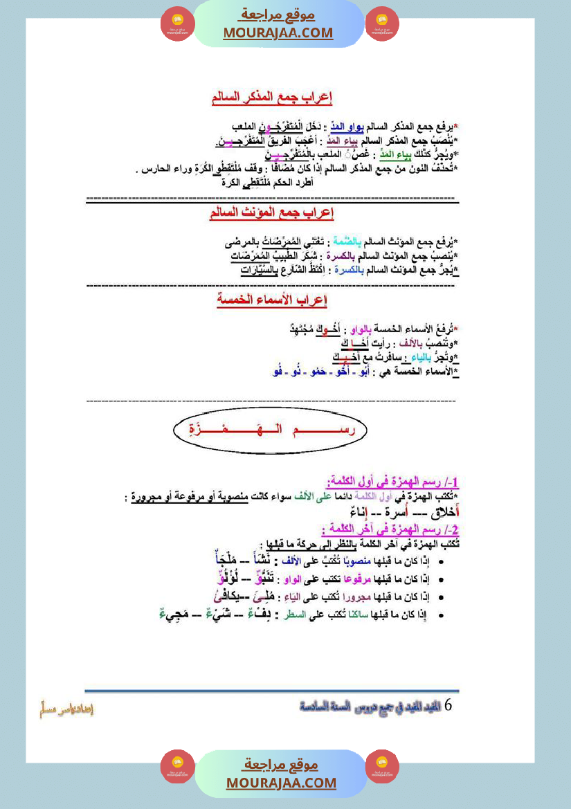 المفيد في جميع الدروس سنة السادسة