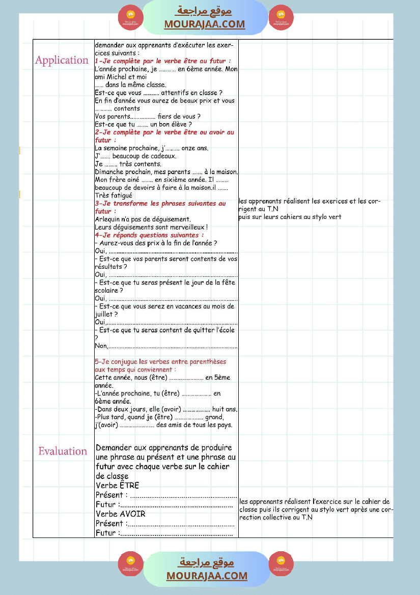 5eme annee fiche pedagogique conjugaison module 2 journee 4