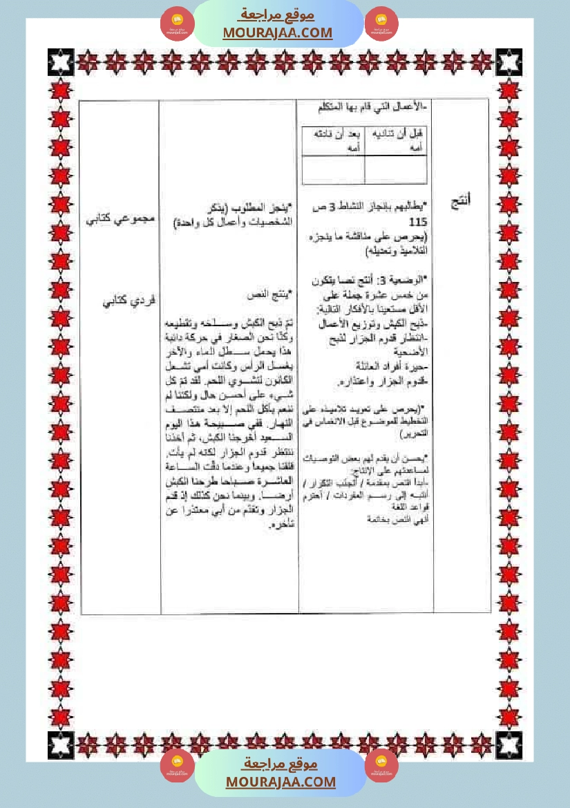 مذكرات اللغة العربية الفترة الثانية السنة خامسة
