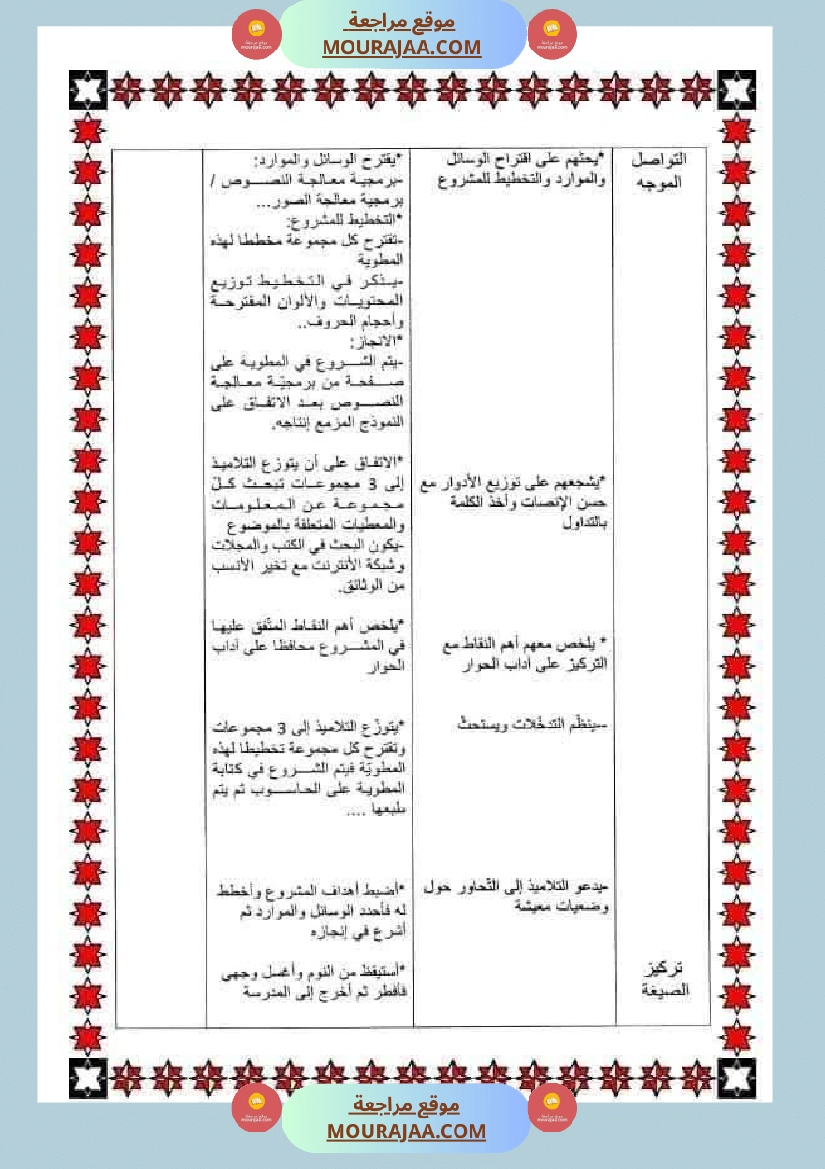مذكرات اللغة العربية الفترة الثانية السنة خامسة