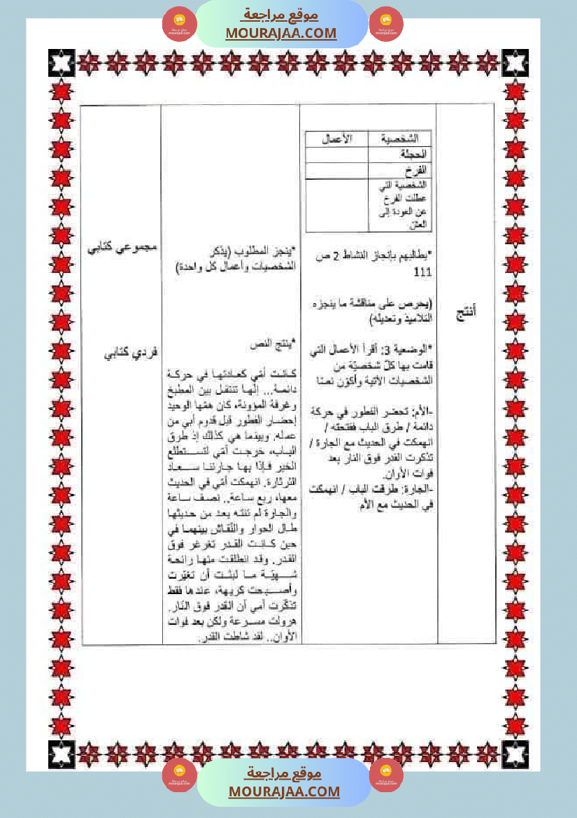 مذكرات اللغة العربية الفترة الثانية السنة خامسة