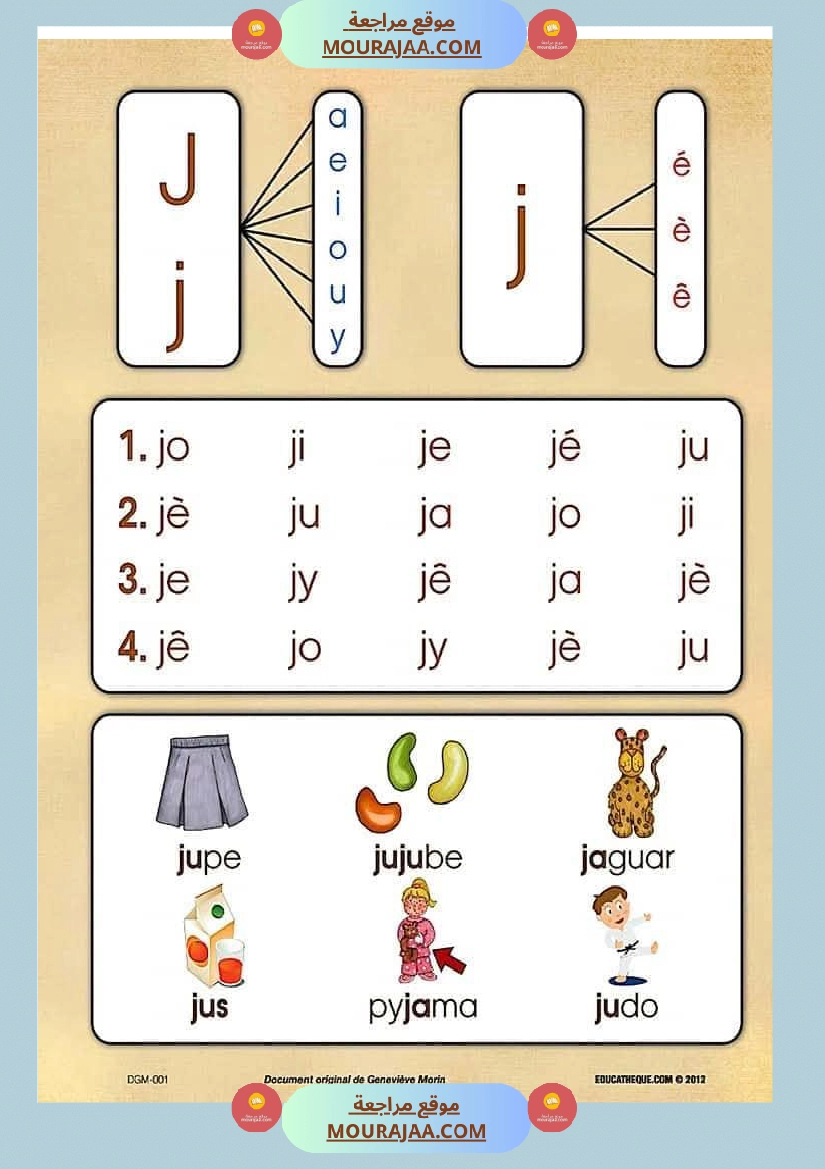 كراس تعلم التهجئة باللغة الفرنسية