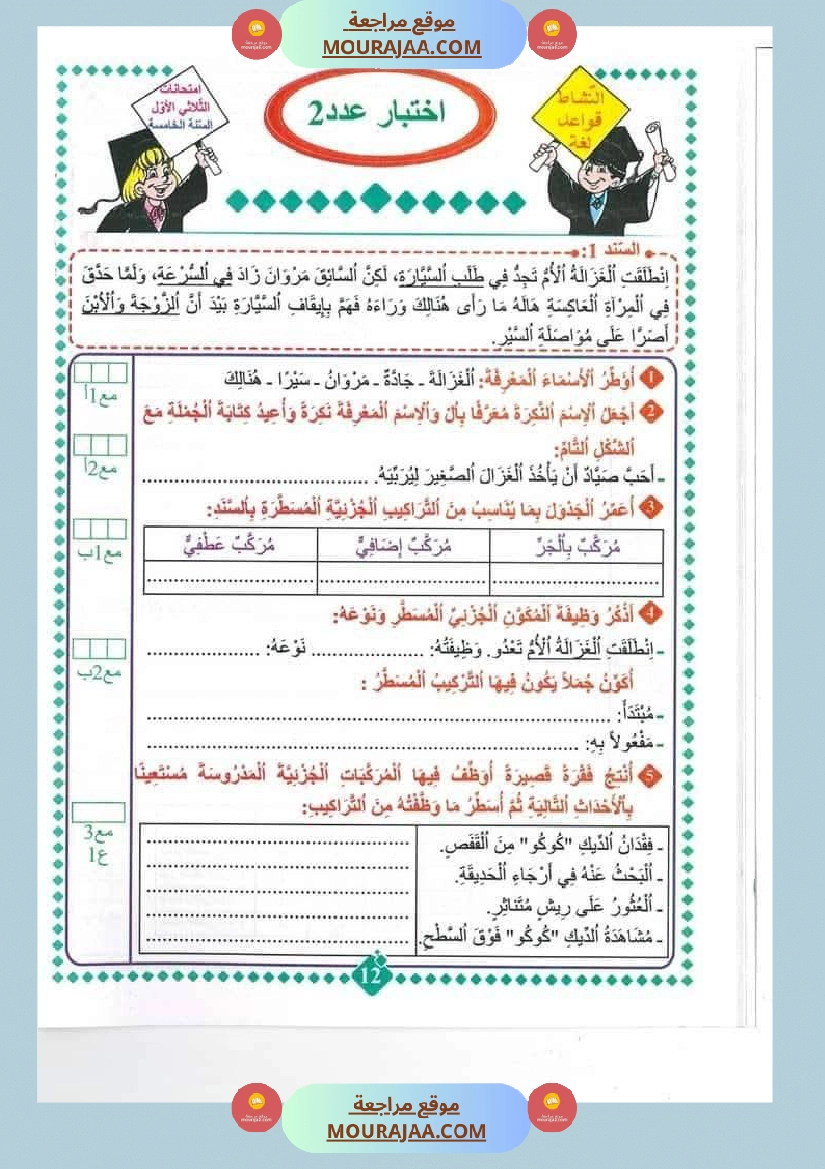 امتحانات مسار العباقرة للسنة الخامسة الثلاثي الاول