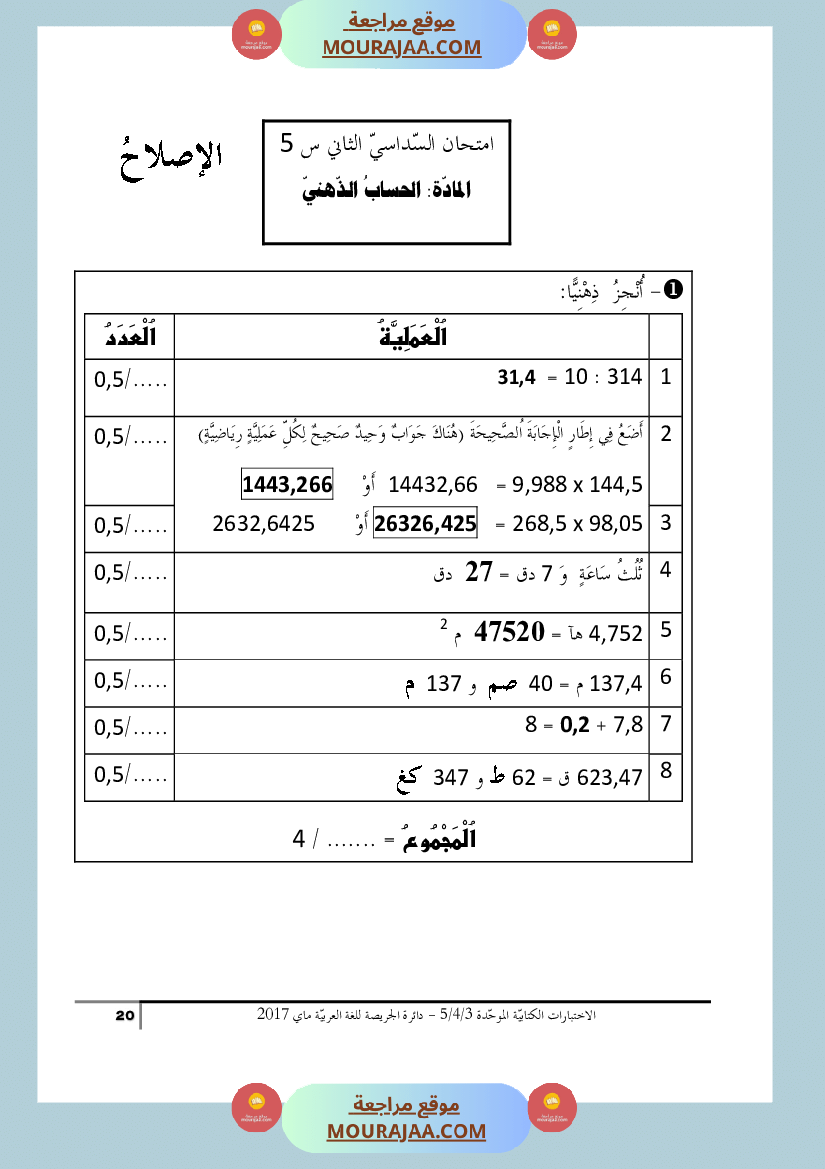 كتاب الاختبارات الكتابية الموحدة جميع المواد ثالثة و رابعة و خامسة ابتدائي