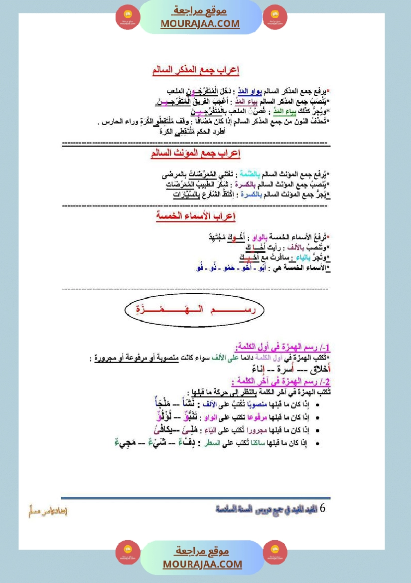 المفيد في جميع الدروس سنة السادسة