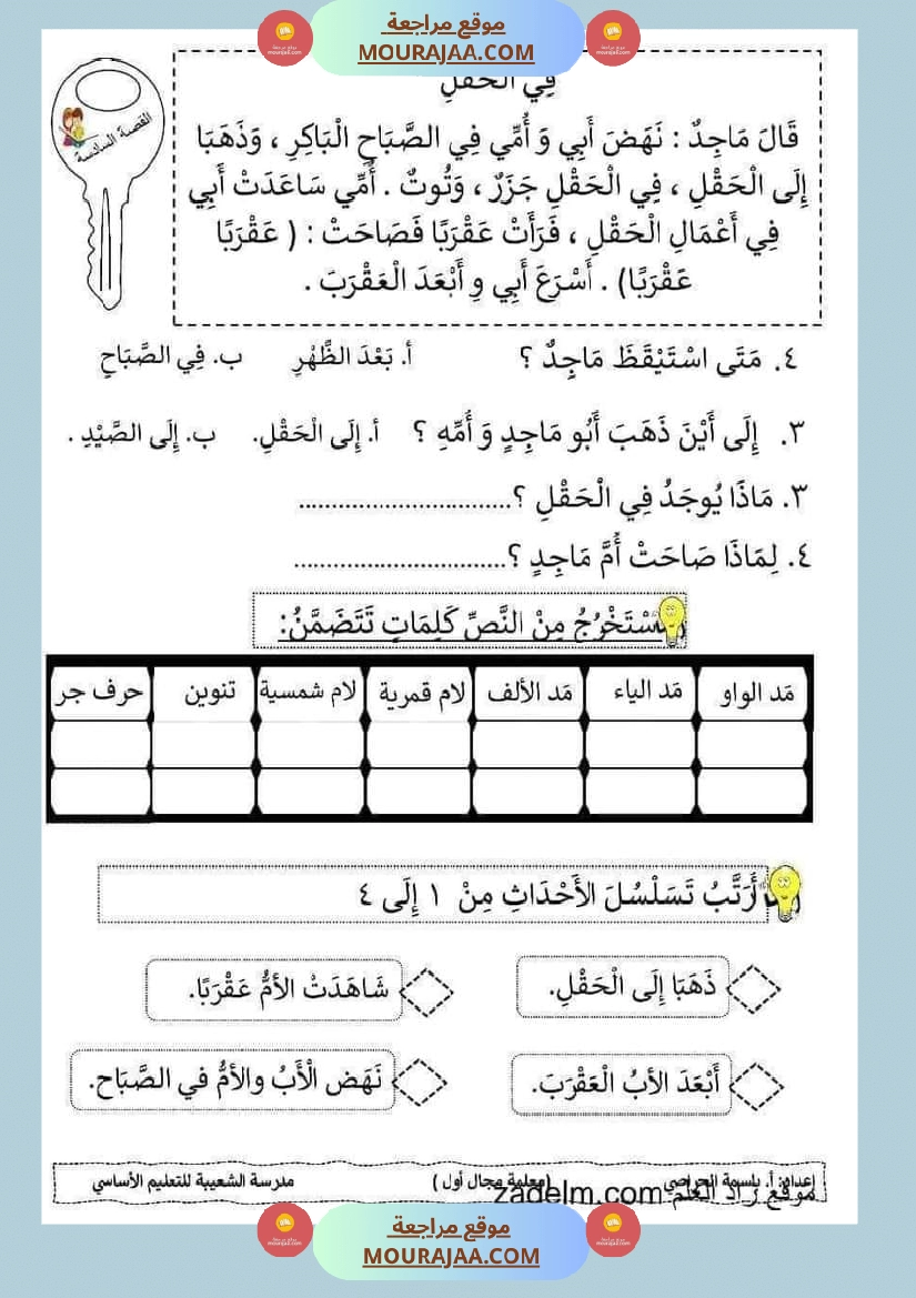 مراجعة شاملة عربية سنة الثانية