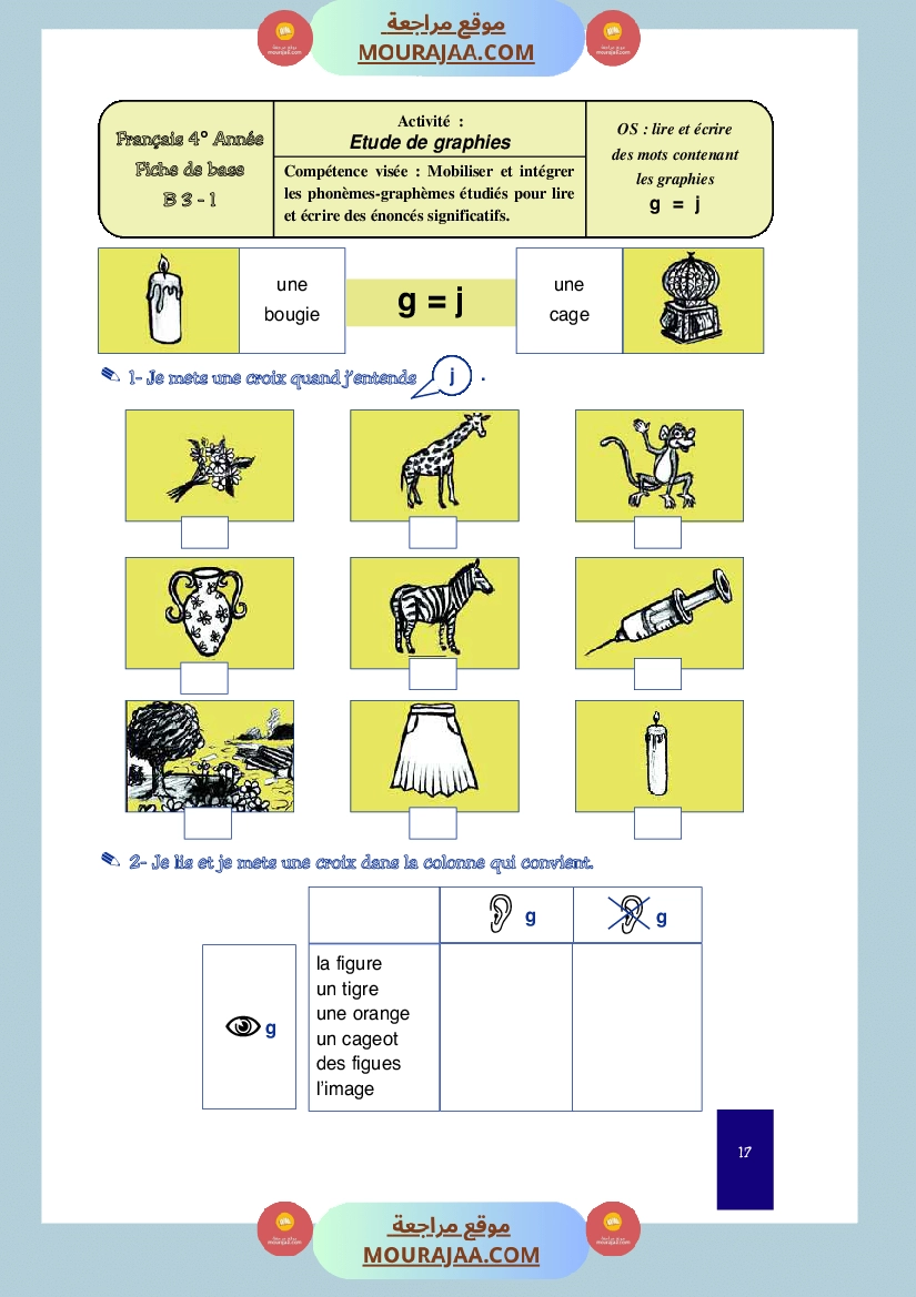 cahier de classe 4eme annee