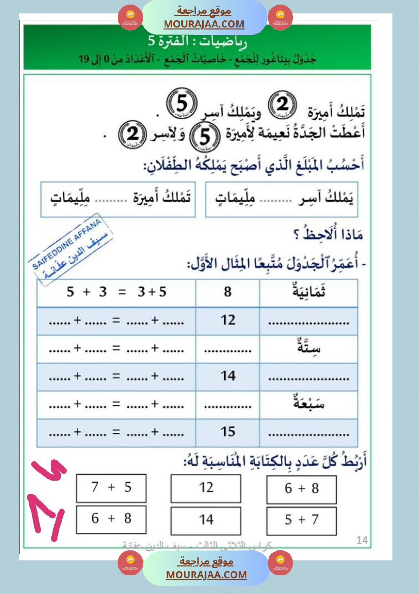 كر اس الثلاثي الثالث سنة اولى رياضيات لغة عربية إيقاظ علمي