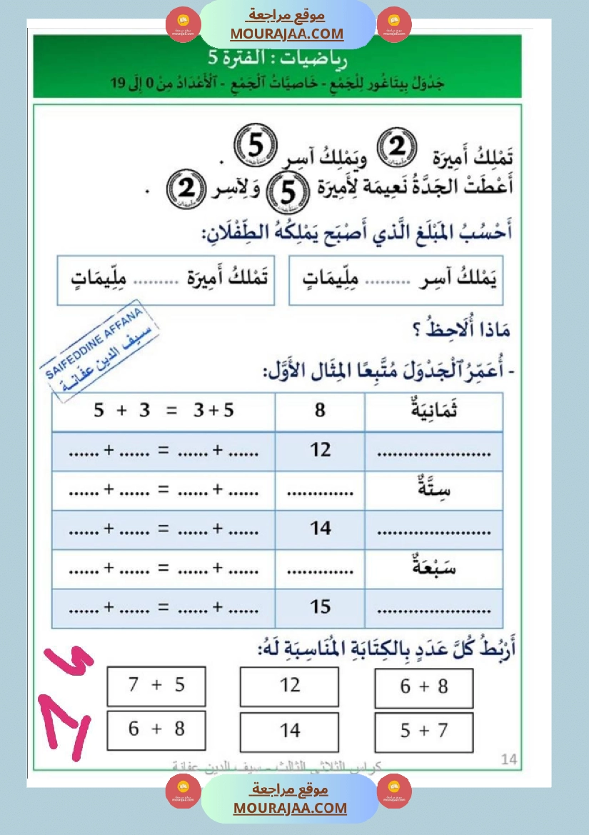 كر اس الثلاثي الثالث سنة اولى رياضيات لغة عربية إيقاظ علمي