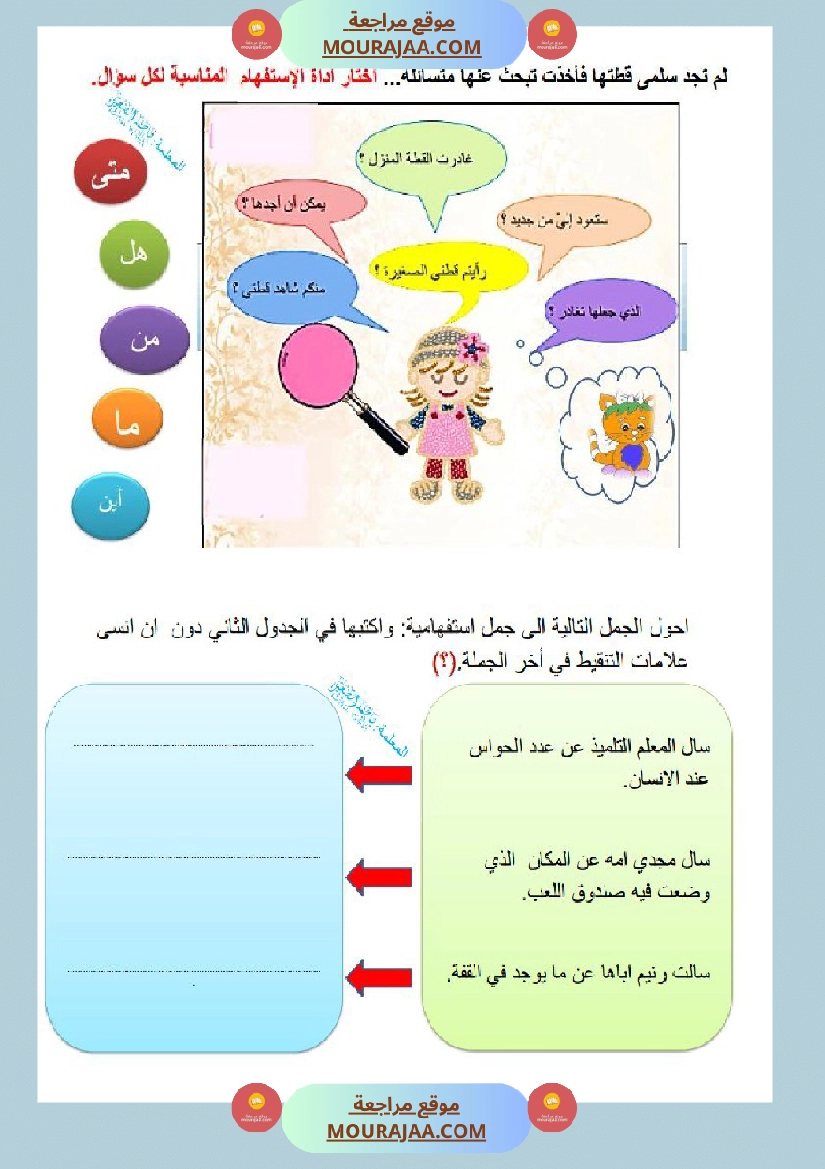 تمارين قواعد اللغة سنة الثالثة