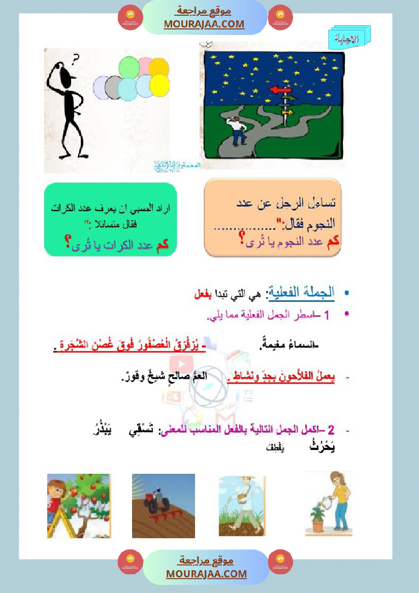 تمارين قواعد اللغة سنة الثالثة