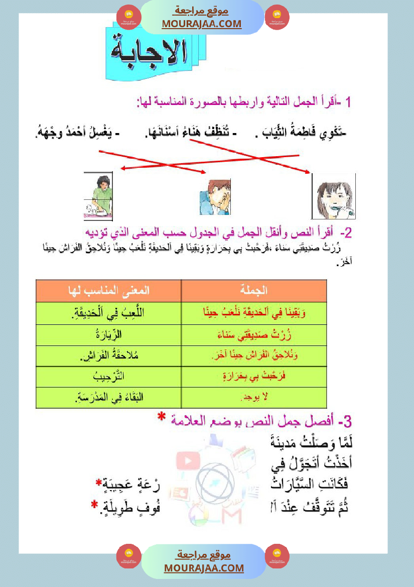 تمارين قواعد اللغة سنة الثالثة