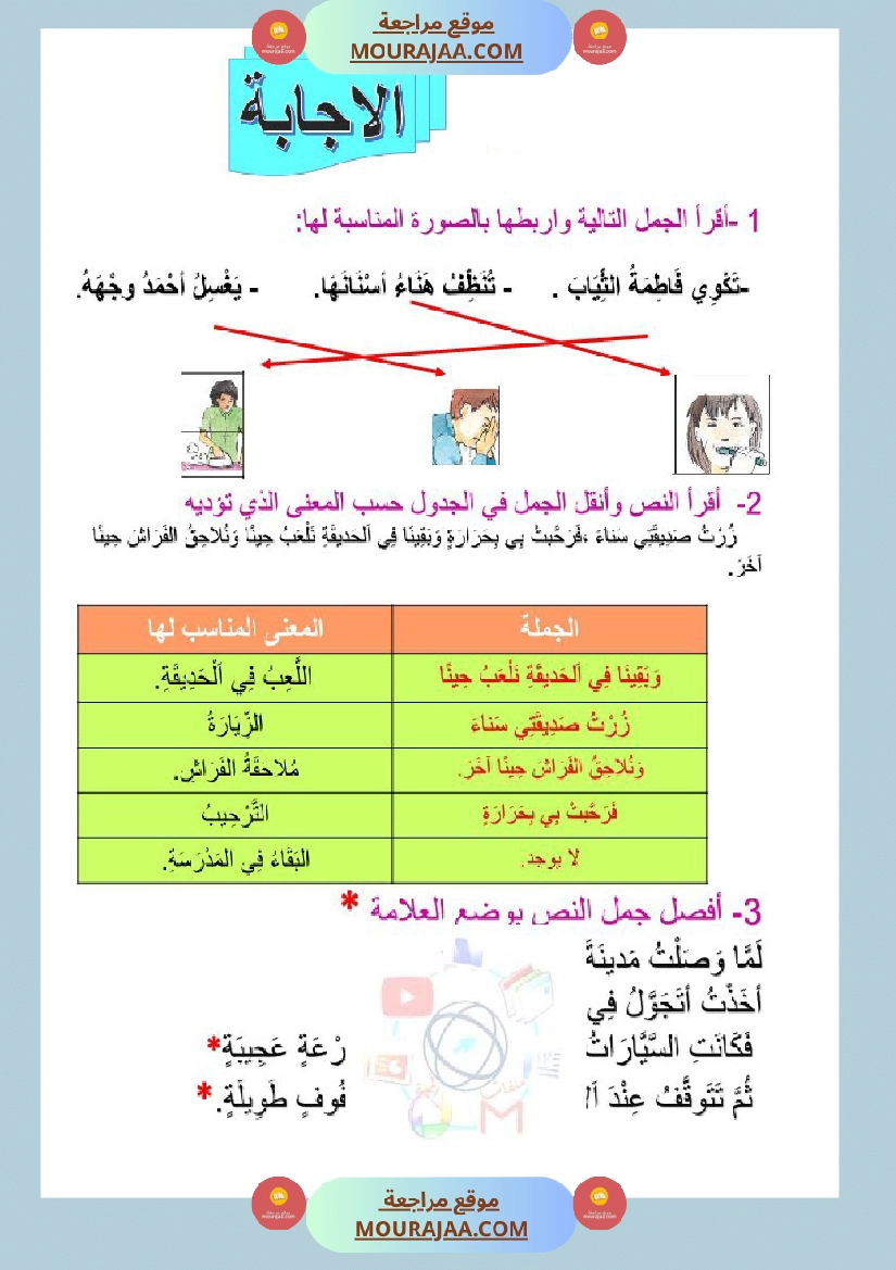 تمارين قواعد اللغة سنة الثالثة