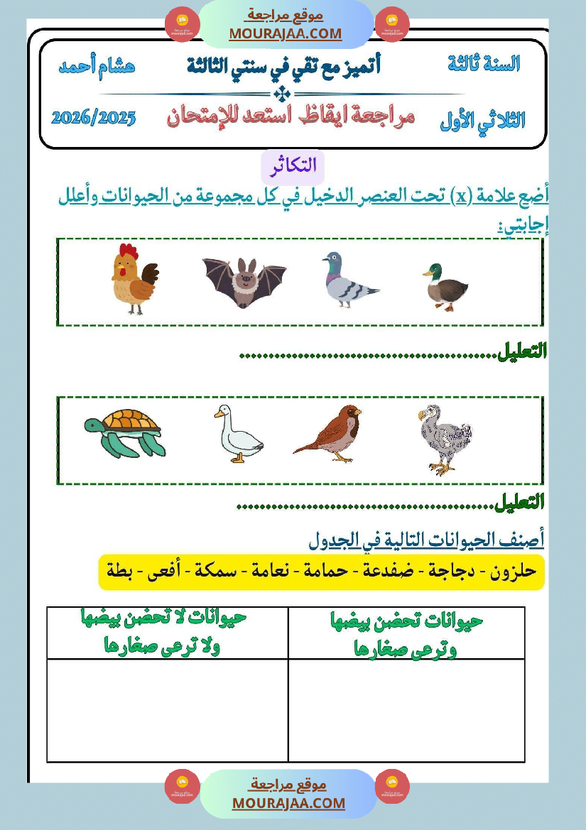 سنة ثالثة كراس الايقاظ بحوث وضعيات ادماجية اختبارات