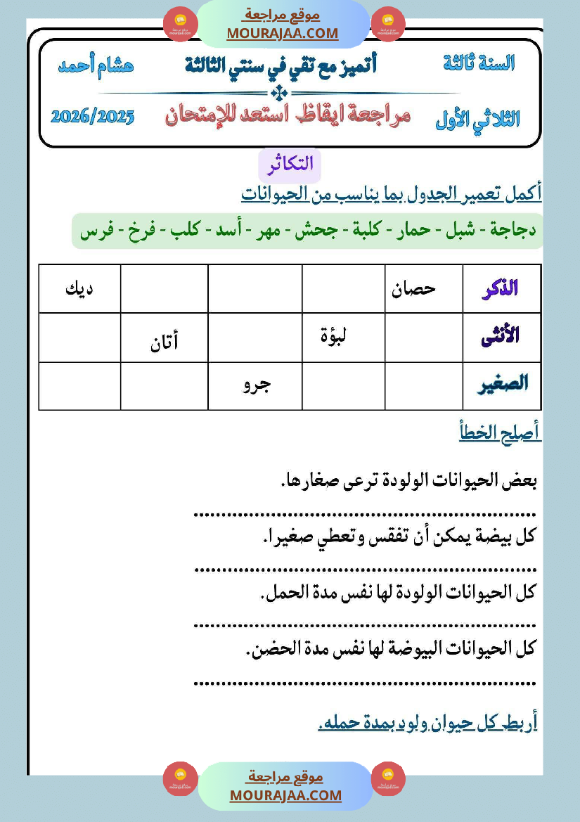 سنة ثالثة كراس الايقاظ بحوث وضعيات ادماجية اختبارات