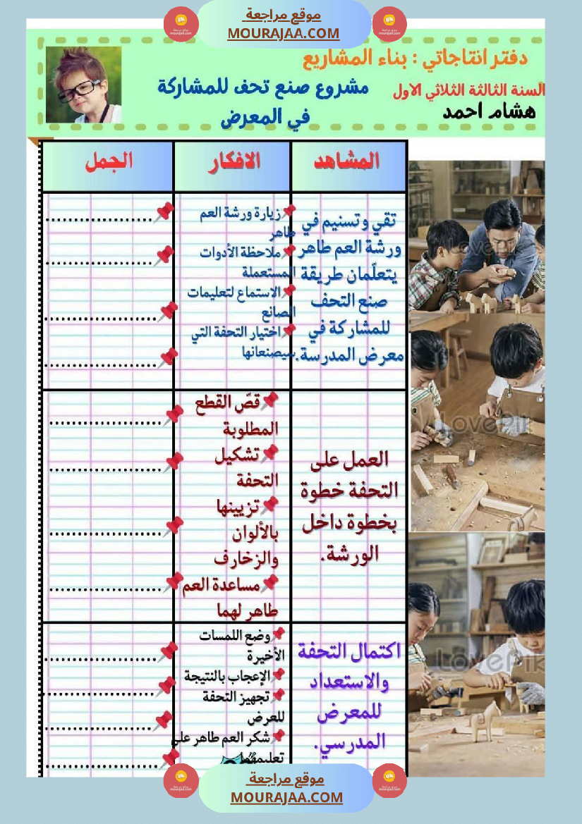 كراس انتاج كتابي السنة الثالثة الثلاثي الأول