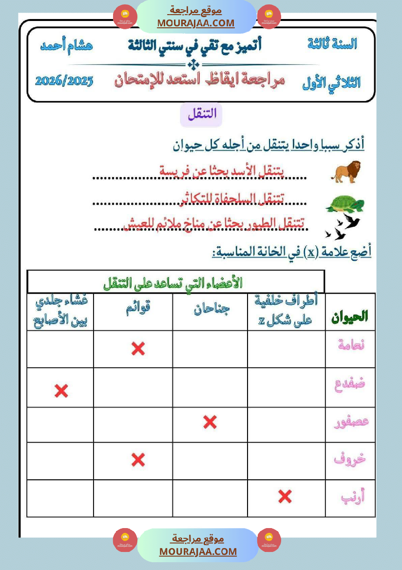 كراس ايقاظ الثلاثي الاول سنة الثالثة مراجعة و اختبارات