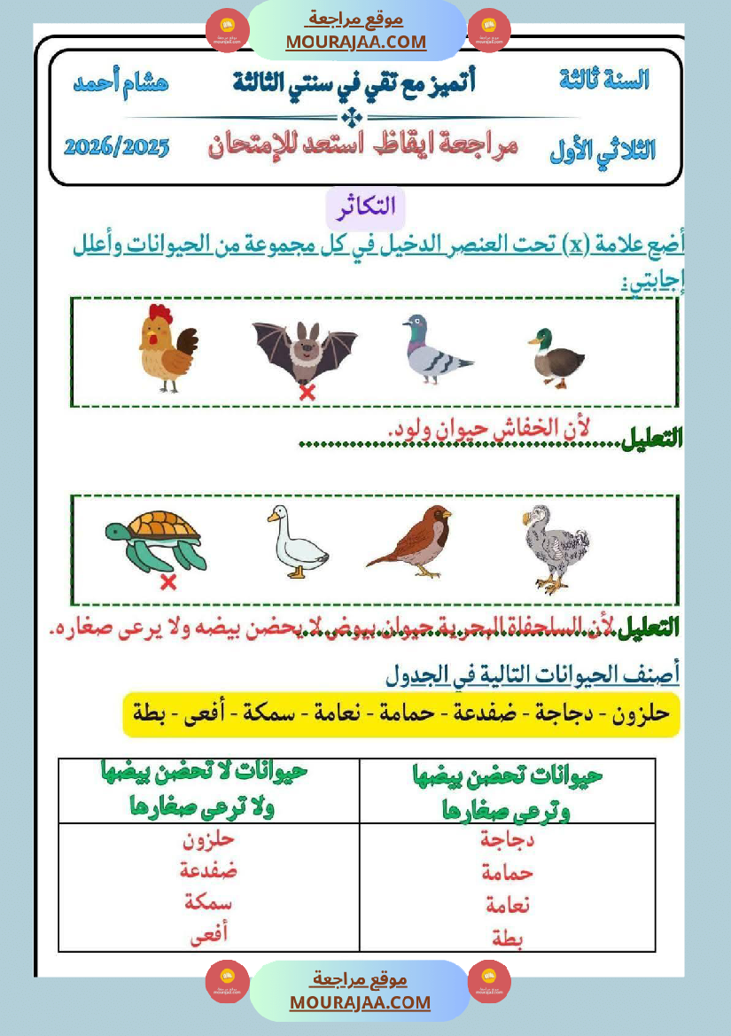 كراس ايقاظ الثلاثي الاول سنة الثالثة مراجعة و اختبارات